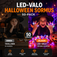 🎁 LED-Valo Halloween Sormus 😍 – 50 kpl setti, täydellinen asuun, kekkereihin ja pimeän iltojen tunnelmaan! 👻