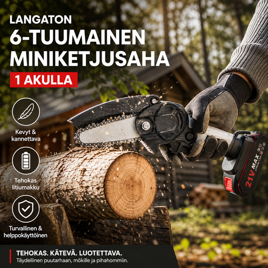 ⚡50 % alennus nyt! 🌳Langaton 6-tuumainen miniketjusaha 2 akulla🌲