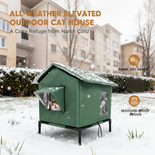 🏠 MAHDOLLISUUS 50% ALENNUKSELLA – RAJOITETUN AJAN! 🐈 Kaasäänkestävä korotettu ulkokissatalo – vedenpitävä, eristetty, kokoontaitettava 🌧️