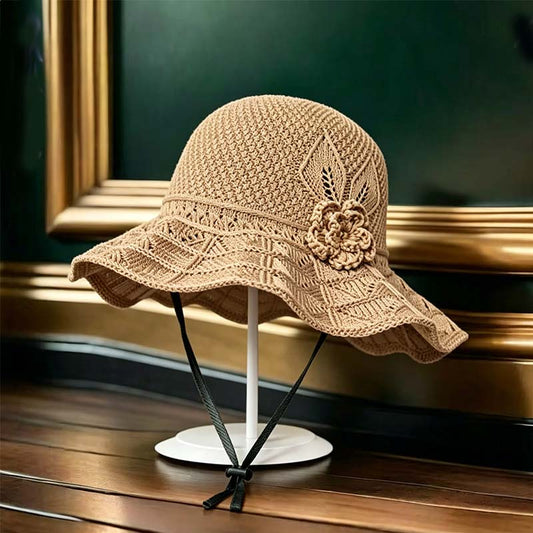 🥳KESÄN HUIPPUALENNUS🥳💞YLI 50 000 KAPPALETTA MYYTY!💥50 % ALENNUS! 🔥Naisten virkattu bucket-hattu kukkakoristeella