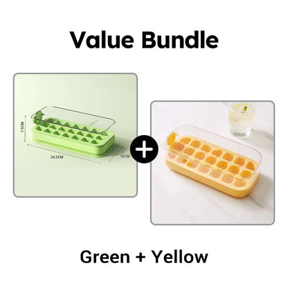 🧊🔒 50 % ALENNUS! Älä enää sotke vettä pakastimeesi! Tämä vuotamaton jääkuutioastia, jossa on kansi ja XL-täyttöaukko, valmistaa 21 kuutiota kerralla – estää hajujen leviämisen, ja jääkuutiot irtoavat helposti. Juomiesi sankari!
