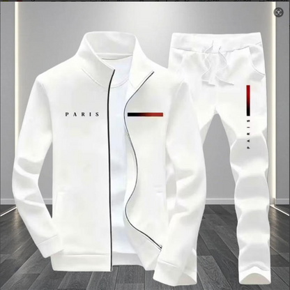 🧥 RAJOITETUN AJAN TARJOUS – 50 % ALENNUS! ✨ Miesten painettu vetoketjullinen takki- ja housusetti – Täydellinen, pehmeä, rento 🎨