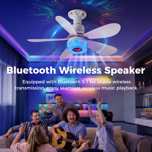 3-in-1-kattotuuletin, jossa on valo ja Bluetooth-kaiutin