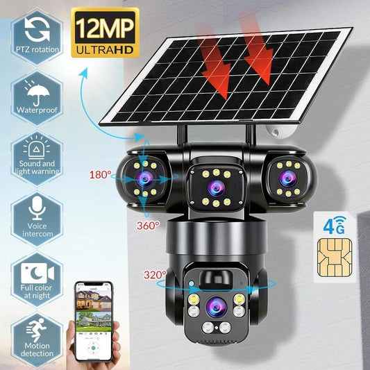 📢📢50 % ALENNUS!!!⏰6K 9MP Wi-Fi-ulkovalvontakamera | 10-kertainen zoom, 3 objektiivia, 360° PTZ | IP66-vesitiivis, värillinen yökuvaus, kaksisuuntainen ääni, liiketunnistus