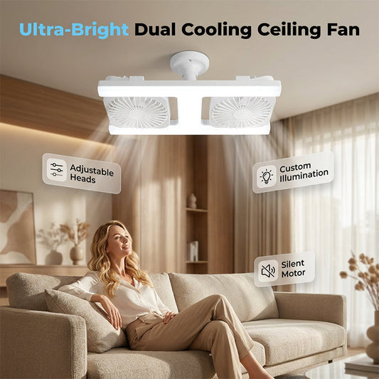 ⏰ Tarjous voimassa vain rajoitetun ajan! 🌬️✨ Kaksipäinen kattotuuletin LED-valolla – moderni muotoilu ja kaukosäädin olohuoneeseen ja makuuhuoneeseen