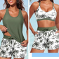 🌸 -50 %! 🦋 Tyylikäs 3-osainen tankini-asukokonaisuus – imarteleva leikkaus, trendikäs trooppinen kuosi ja ristikkäiset selkäosat – ihanteellinen rannalle ja uima-altaalle ✨