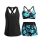 🌸 -50 %! 🦋 Tyylikäs 3-osainen tankini-asukokonaisuus – imarteleva leikkaus, trendikäs trooppinen kuosi ja ristikkäiset selkäosat – ihanteellinen rannalle ja uima-altaalle ✨
