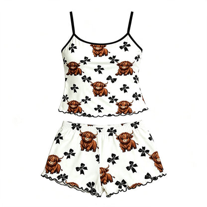 🌸 50 % ALENNUS NYT! 🌸 Kesäinen pyjamasetti, jossa on spagettihihnat ja cami-toppi