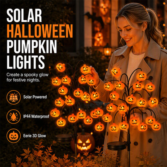 Vedenkestävät Halloween-kurpitsa-aurinkokäyttöiset oksavalot
