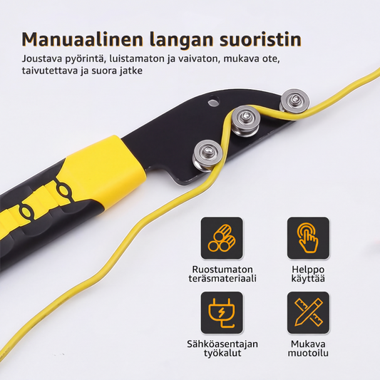Kätevä ja kestävä langan oikaisulaite, jolla on sileä rullaustapa