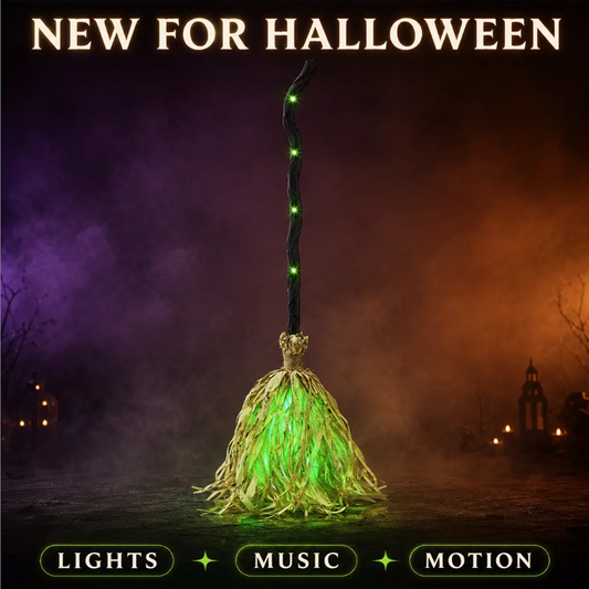 Halloween-koriste: sähköinen noitaharja