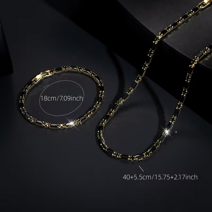 ✨ 50% DE DESCONTO! Conjunto de joias brilhantes para homem – colar e pulseira com zircónio cúbico, estilo Street Luxe