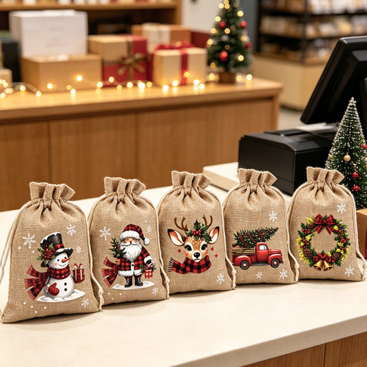 🎄 Säästä 50 %! 🎁 Kiristysnauhalliset lahjapussit – Juhlavat, uudelleenkäytettävät ja täydelliset lahjojen pakkaamiseen ✨