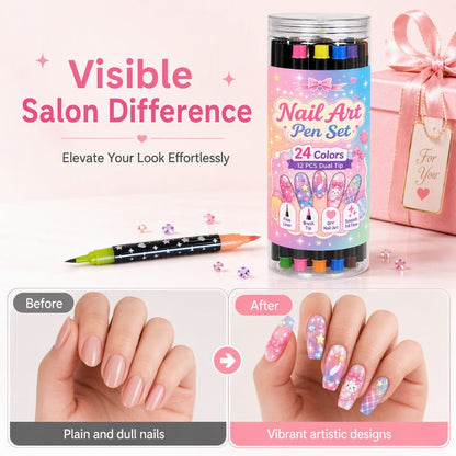 💅 RAJOITETUN AJAN 50 %:N ALENNUS! 💥 24 värin kaksipäinen kynsitaidekynäsetti – luova, salonkilaatuinen, helppo tehdä itse ✨