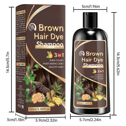 🌿 NYT 50 % ALENNUS! Herbal 3-in-1 Hair Dye Shampoo – luonnollinen peitto harmaille juurille, inkivääriä ja ginsengiä – täyteläinen väri 15 minuutissa ✨
